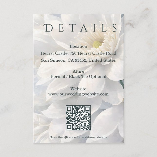 White Ivory Quiet Luxury Romantic Elegant Wedding  Tilläggskort (Framsida)