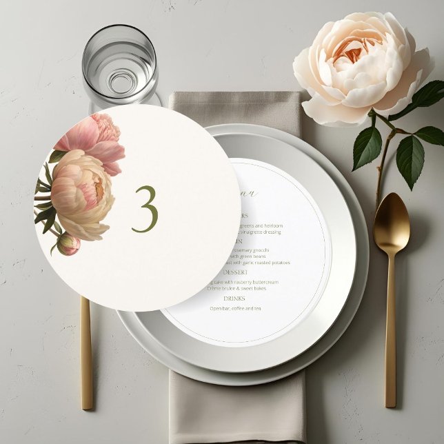 White & Ivory | Rose Table No & Menu Round  Meny (Skapare uppladdad)