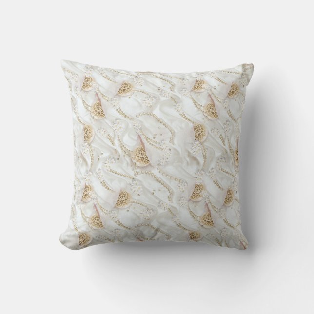 White-Ivory Silke & Ivory Champaign Pearls Kudde (Framsida)