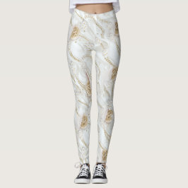 White-Ivory Silke & Ivory Champaign Pearls Leggings