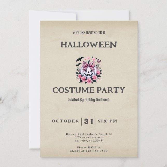 White Jack-O'Lantern Flowers Vintage Halloween Inbjudningar (Framsida)