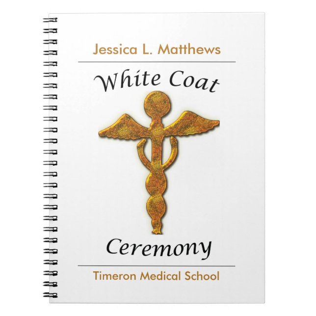 White Jacka Ceremony Guld Medical, Anpassningsbar  Anteckningsbok (Framsidan)
