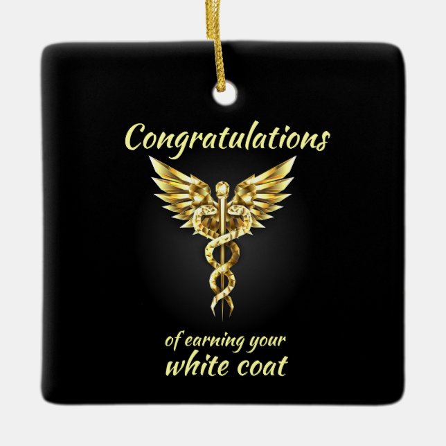 White Jacka Ceremony Guld Medical Julgransprydnad Keramik (Framsida)