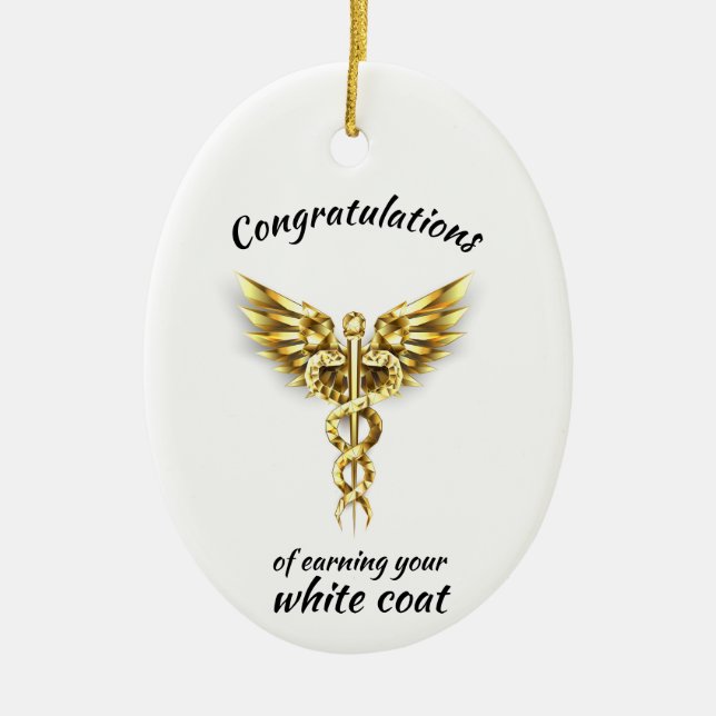 White Jacka Ceremony Guld Medical Julgransprydnad Keramik (Framsidan)