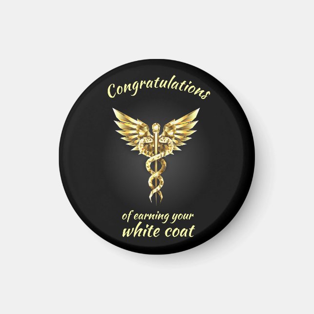 White Jacka Ceremony Guld Medical Magnet (Framsidan)