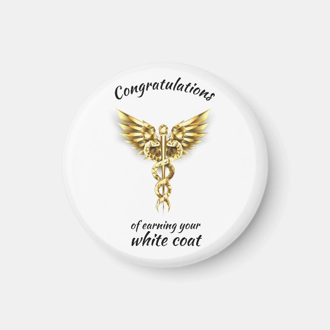 White Jacka Ceremony Guld Medical Magnet (Framsidan)