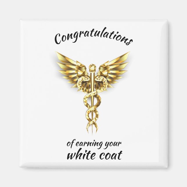 White Jacka Ceremony Guld Medical Magnet (Framsidan)