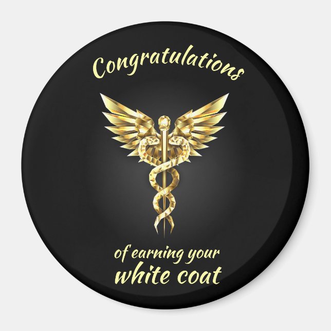 White Jacka Ceremony Guld Medical Magnet (Framsidan)