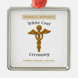 White Jacka Ceremony Guld Medical, Square Gift Ite Julgransprydnad Metall