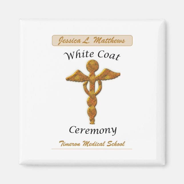 White Jacka Ceremony Guld Medical, Square Gift Ite Magnet (Framsidan)