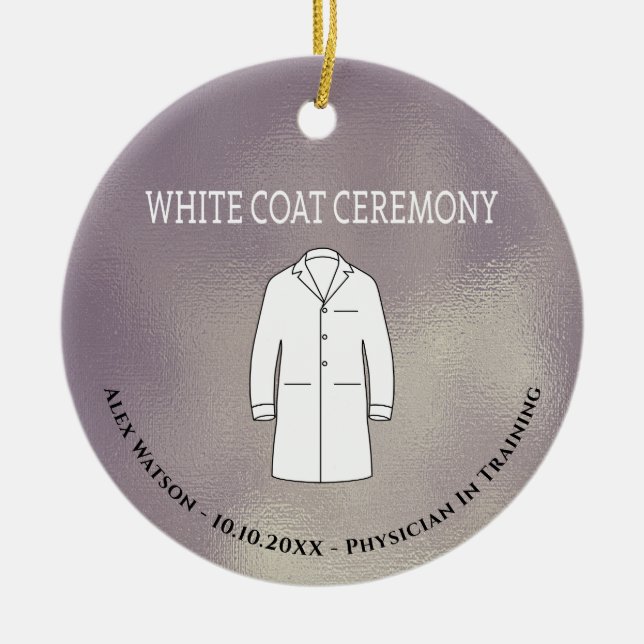 White Jacka Ceremony Physician Doktor Monogrammed Julgransprydnad Keramik (Framsidan)
