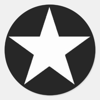 White Jammer Star Sticker Runt Klistermärke
