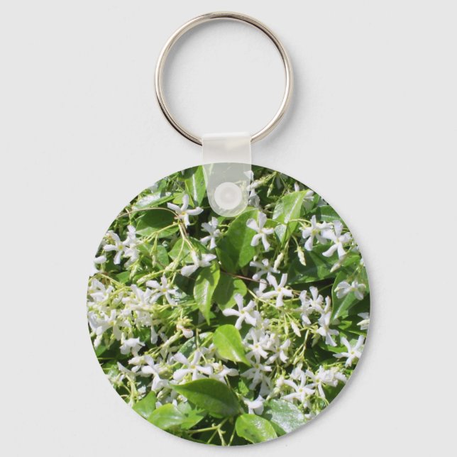 White Jasmine Flowers Nyckelring (Framsida)
