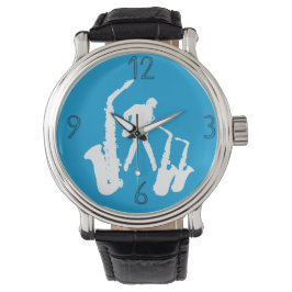 White Jazz Sax Jazzman 2 Modern Numbers Watch 6 Armbandsur