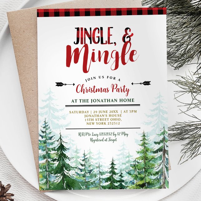 White Jingle & Mingle jul Party Lumberjack Inbjudningar (Skapare uppladdad)