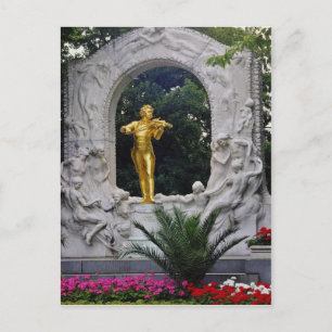 White Johann Strauss Monument, Wien, Österrike flo Vykort