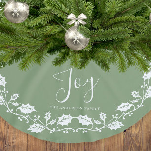 White jul Holly Joy Ljust grönt Julgransmatta Borstad Polyester