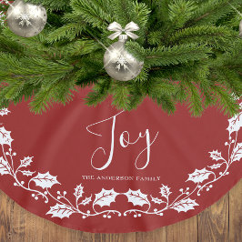 White jul Holly Joy Red Julgransmatta Borstad Polyester