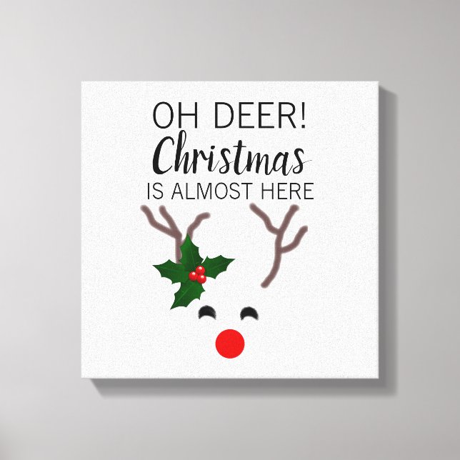 White jul Red Nose Reindeer Funny Quote Canvastryck (Framsida)