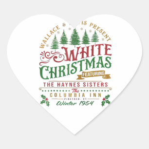 White jul Wallace and Davis Haynes Sister Hjärtformat Klistermärke