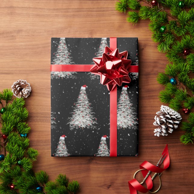 White Julgran med Santa Hat Presentpapper (Julgåva)