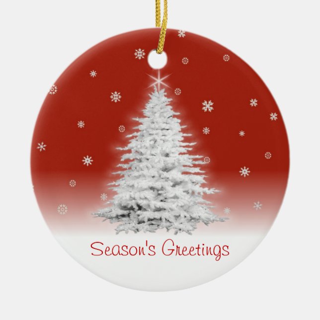 White Julgran on Red Ornament (Framsidan)