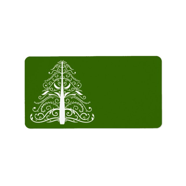 White Julgran på Grönt Adressetikett (Framsidan)