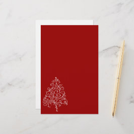 White Julgran på Red Helgdag Brevpapper