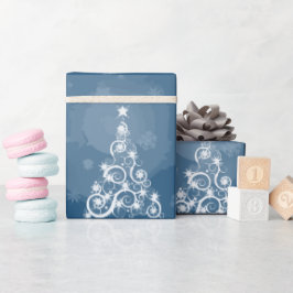 White Julgranar Modern Blue Presentpapper