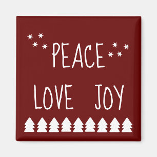 White Julgranar Peace Kärlek Joy Magnet