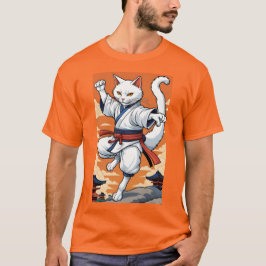 White Karate Cat T Shirt