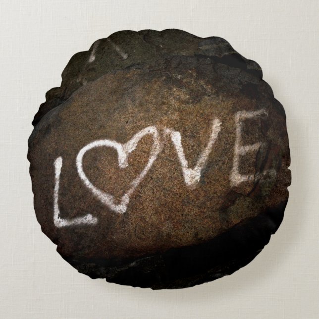 White Kärlek Graffiti Rund Kudde (Framsidan)