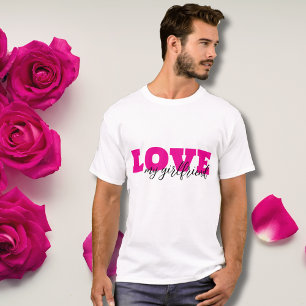 White KÄRLEK Shock rosa Valentine T Shirt