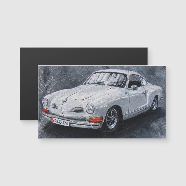 White Karmann Ghia Magnet (Fram/baksida)