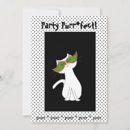 White Kattunge Black White Halloween Inbjudningar