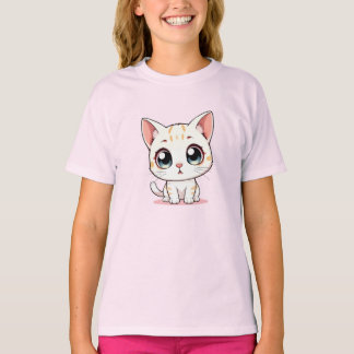 White Kawaii Kitten T Shirt