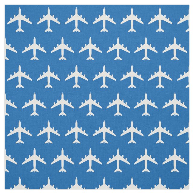 White KC-135 Refueling Jet-flygplan på Blue Fabric Tyg (Provkarta)
