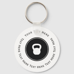 White Kettlebell-Logotyp Nyckelring