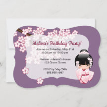 White Kimono Kokeshi Doll - Cute Birthday Party