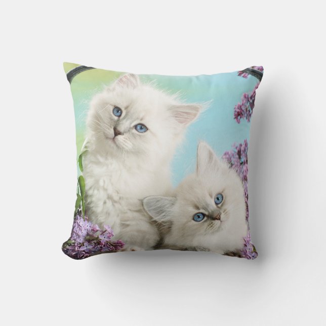White Kitten Decorative Pillow Kudde (Framsida)