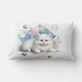 White Kitten Dekorativ kudde med Geometric Art