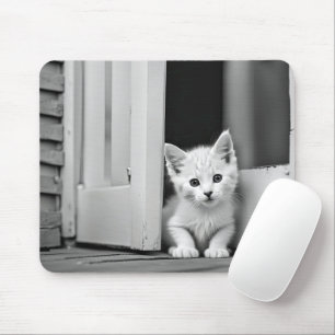 White Kitten i Doorway Musmatta
