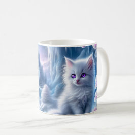 White Kitten i Fantasy Ice Kingdom Kaffemugg
