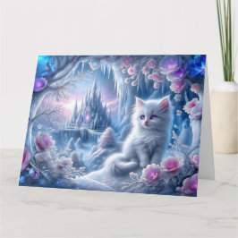 White Kitten i Fantasy Ice Kingdom Kort