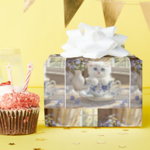White Kitten i Tekopp Presentpapper