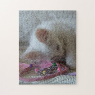 White Kitten Jigszle Puzzle Pussel