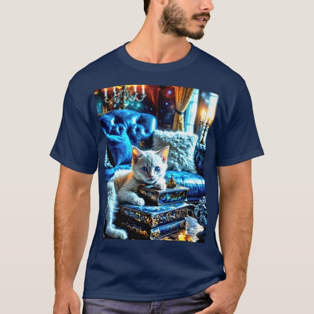 White Kitten Kärlek Bokar T Shirt (Framsida)