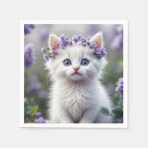 White Kitten med Lilac Laurel Pappersservett