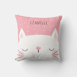 White Kitten - Nursery Decor - Namn Kudde