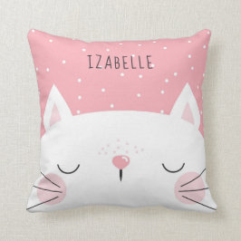 White Kitten - Nursery Decor - Namn Kudde